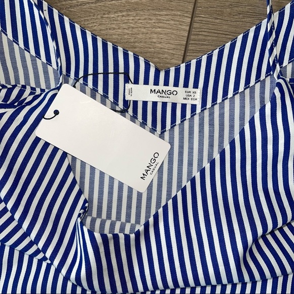 Mango Blue & White A-Line Cold Shoulder Dress - Picture 8 of 8